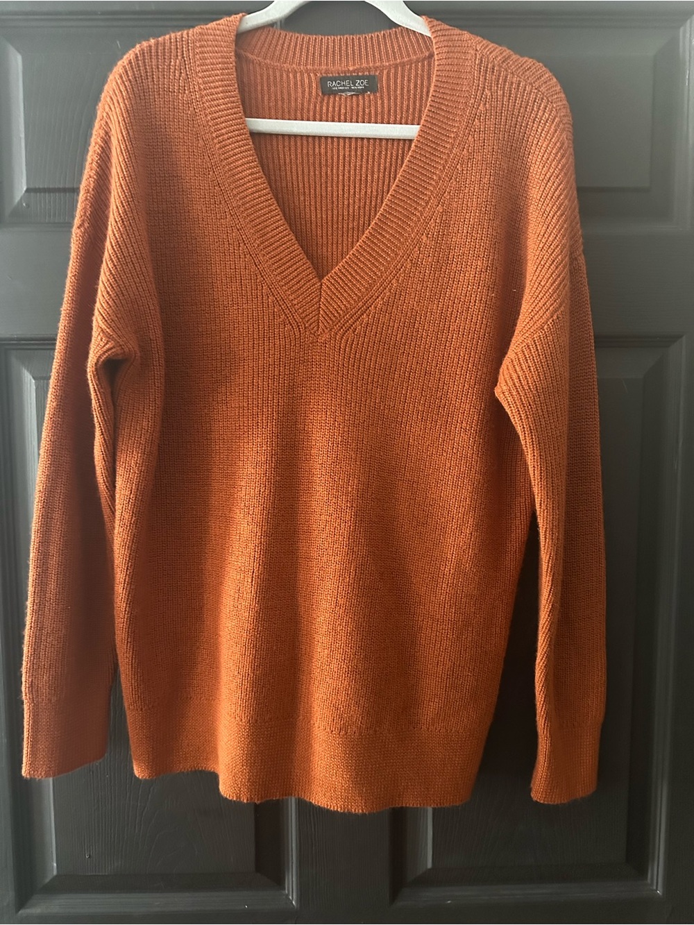 Rachel Zoe V-Neck Sweater in Burnt Orange